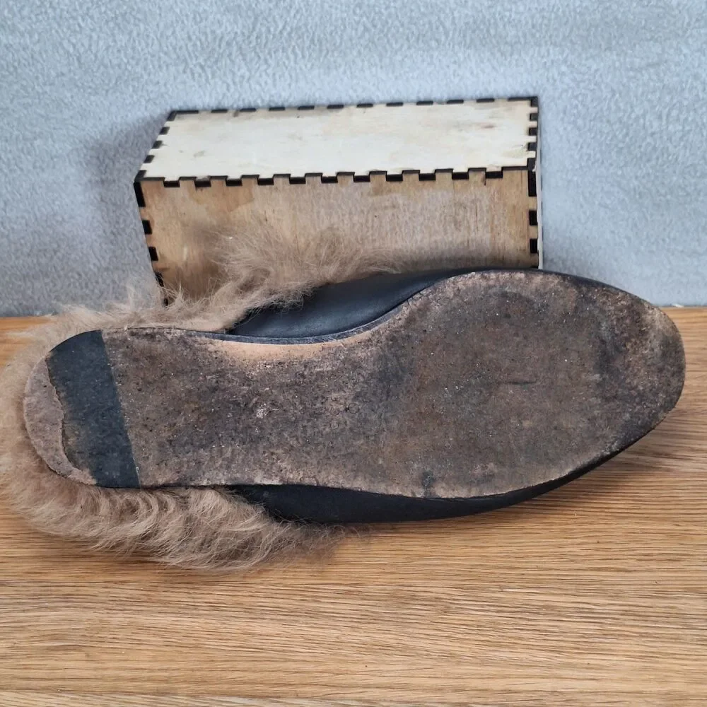 Gucci SINGLE LEFT SHOE ONLY Princetown Mule Women 6  Black Fur Horsebit Tiger